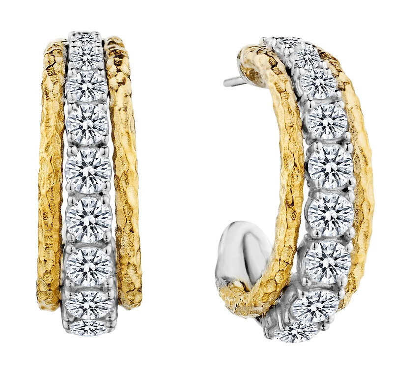 .75 Carat of Lab Grown Diamonds Huggies, 10kt Two Tone.....................NOW