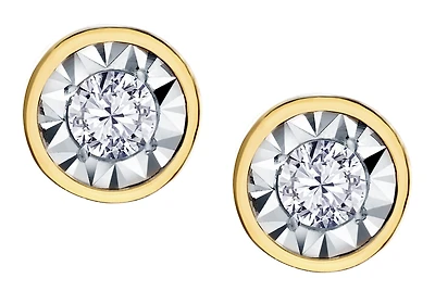 .10 Carat of Lab Grown Diamonds "Miracle" Bezel Set Stud Earrings, 10kt Yellow Gold.....................NOW