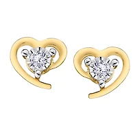 .09 Carat of Lab Grown Diamonds Heart Earrings, 10kt Yellow Gold.....................NOW