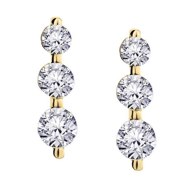 .33 Carat Of Lab Grown Diamonds "Past, Present, Future" Earrings, 10kt Yellow Gold.....................NOW