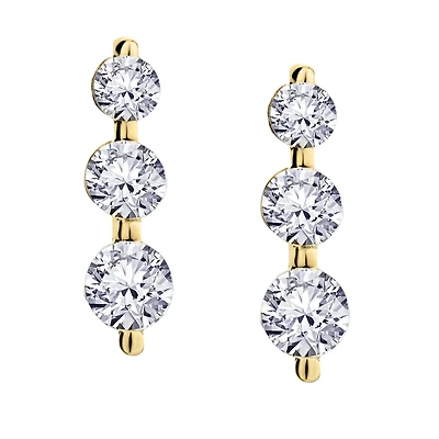 .33 Carat Of Lab Grown Diamonds "Past, Present, Future" Earrings, 10kt Yellow Gold.....................NOW
