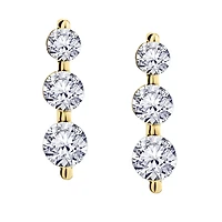 .33 Carat Of Lab Grown Diamonds "Past, Present, Future" Earrings, 10kt Yellow Gold.....................NOW