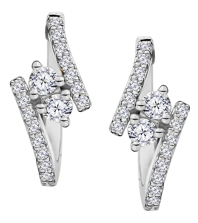 .50 Carat of Lab Grown Diamonds Hoop Earrings, 10kt White Gold.....................NOW