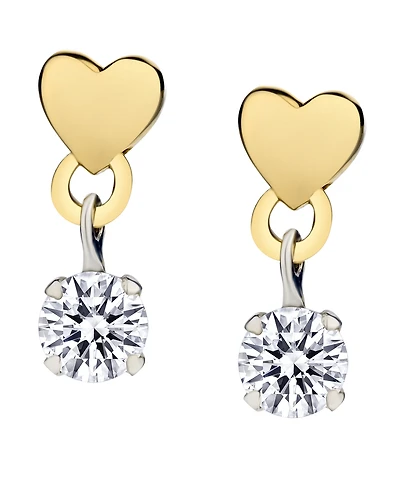 .20 Carat of Lab Grown Diamonds Heart Earrings, 10kt Yellow and White Gold.....................NOW