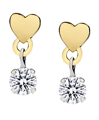 .20 Carat of Lab Grown Diamonds Heart Earrings, 10kt Yellow and White Gold.....................NOW