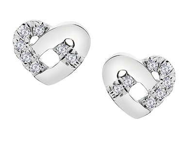 .06 Carat of Lab Grown Diamonds Twisted Heart Earrings, 10kt White Gold.....................NOW