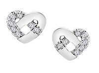 .06 Carat of Lab Grown Diamonds Twisted Heart Earrings, 10kt White Gold.....................NOW