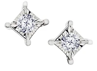 .15 Carat of Lab Grown Diamonds Square Shape Earrings, Sterling Silver.....................NOW