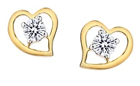 .34 Carat of Lab Grown Diamonds Heart Stud Earrings, 10kt Yellow Gold.....................NOW