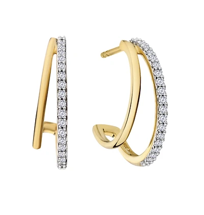 .20 Carat of Lab Grown Diamonds Double Row Hoop Earrings, 10kt Yellow Gold.....................NOW