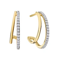 .20 Carat of Lab Grown Diamonds Double Row Hoop Earrings, 10kt Yellow Gold.....................NOW
