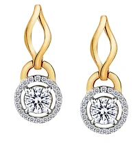 .93 Carat of Lab Grown Diamonds Halo Drop Earrings, 10kt Yellow Gold.....................NOW