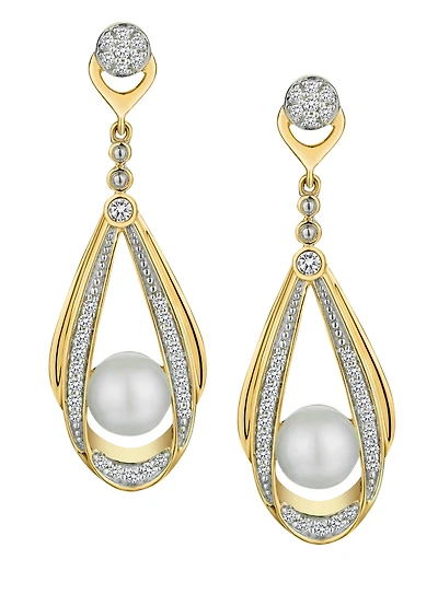 .25 Carat of Diamonds & Pearl Drop Stud Earrings, 10kt Yellow Gold.....................NOW
