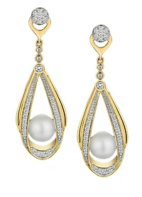 .25 Carat of Diamonds & Pearl Drop Stud Earrings, 10kt Yellow Gold.....................NOW
