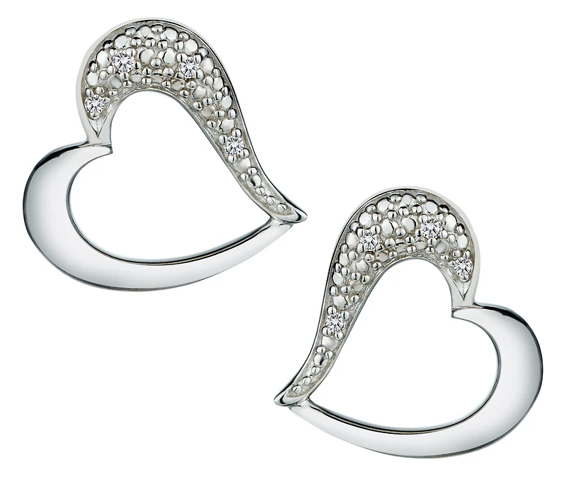 .018 Carat of Diamonds Heart Earrings, Silver.....................NOW