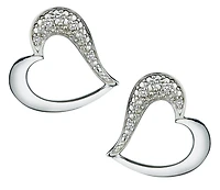 .018 Carat of Diamonds Heart Earrings, Silver.....................NOW