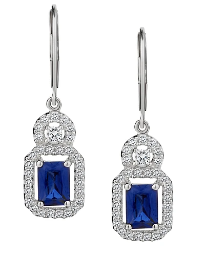 Created Blue & White Sapphire Earrings, Silver.....................NOW