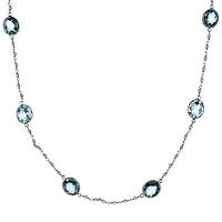 32.0 TW Genuine Swiss Blue & White Topaz Necklace, Sterling Silver.....................NOW
