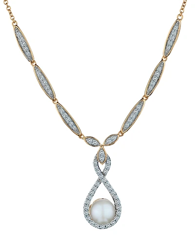 .50 Carat of Diamonds & Pearl Necklace, 14k Yellow Gold.....................NOW
