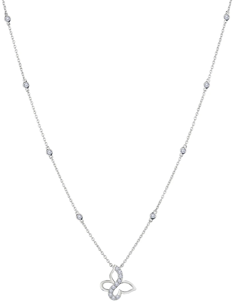 .75 Carat of Lab Grown Diamonds "Butterfly" Necklace, Silver.....................NOW