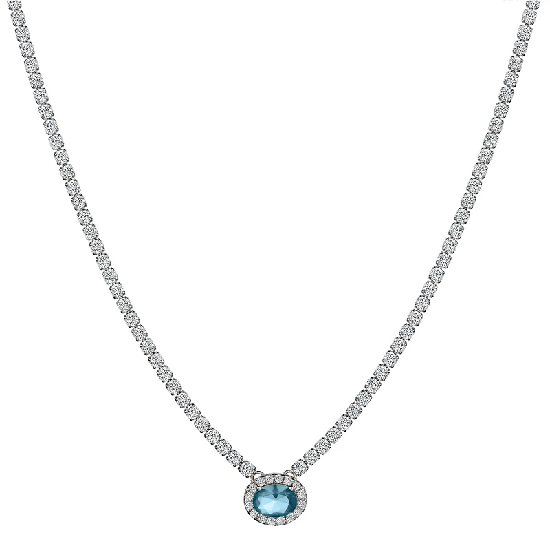 Blue Topaz CZ Adjustable Necklace, Silver.....................NOW