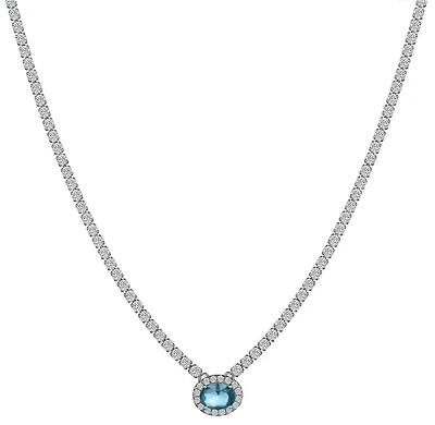 Blue Topaz CZ Adjustable Necklace, Silver.....................NOW