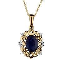 .10 Carat of Diamond & Genuine Blue Sapphire Pendant, 10kt Yellow Gold......................NOW