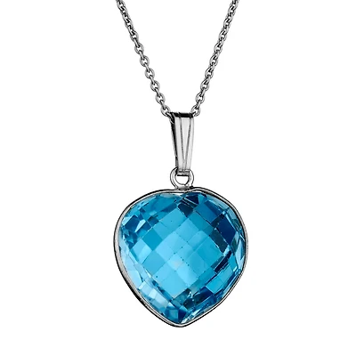 14.00 Carat Genuine Blue Topaz Heart Pendant, Silver.....................NOW