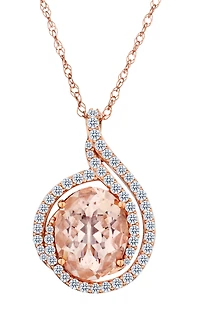 Genuine Morganite & .20 Carat of Diamonds Pendant, 10kt Rose Gold.....................NOW