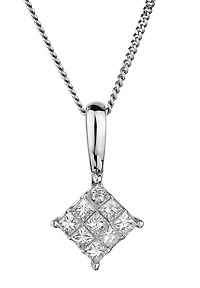 .25 Carat of Diamonds Princess Cut Pendant, 10kt White Gold.......................NOW