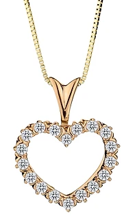 .25 Carat of Diamonds Heart Pendant, 10k Yellow Gold.....................NOW