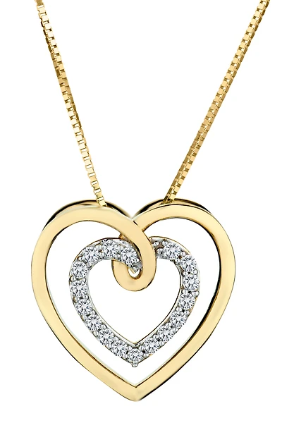 .13 Carat of Diamonds "Double Heart" Pendant, 10kt Yellow Gold.....................NOW