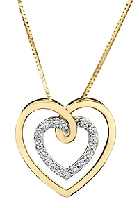 .13 Carat of Diamonds "Double Heart" Pendant, 10kt Yellow Gold.....................NOW