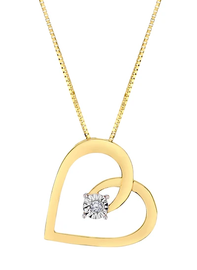 .02 Carat of Diamond Heart Pendant, 10kt Yellow Gold.....................NOW