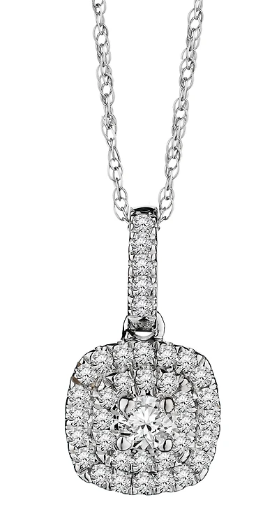 .25 Carat of Lab Grown Diamonds Double Halo Pendant, 10kt White Gold.....................NOW
