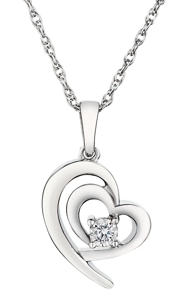 .04 Carat of Lab Grown Diamond "Double Heart" Pendant, Silver.....................NOW