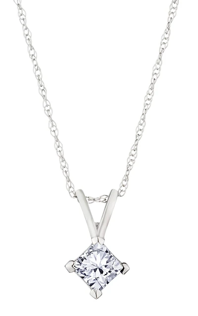 .33 Carat of Lab Grown Diamond Princess Cut Pendant, 14kt White Gold.....................NOW