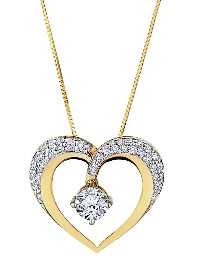 .54 Carat of Lab Grown Diamond Heart Pendant, 10kt Yellow Gold.....................NOW
