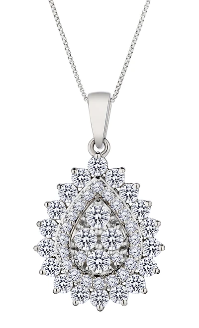 1.00 Carat of Lab Grown Diamonds "Double Halo" Pendant, 10kt White Gold.....................NOW