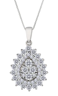 1.00 Carat of Lab Grown Diamonds "Double Halo" Pendant, 10kt White Gold.....................NOW