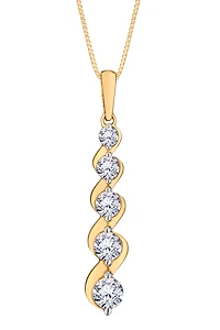 .50 Carat Of Lab Grown Diamonds 5 Stone Pendant, 10kt Yellow Gold.....................NOW