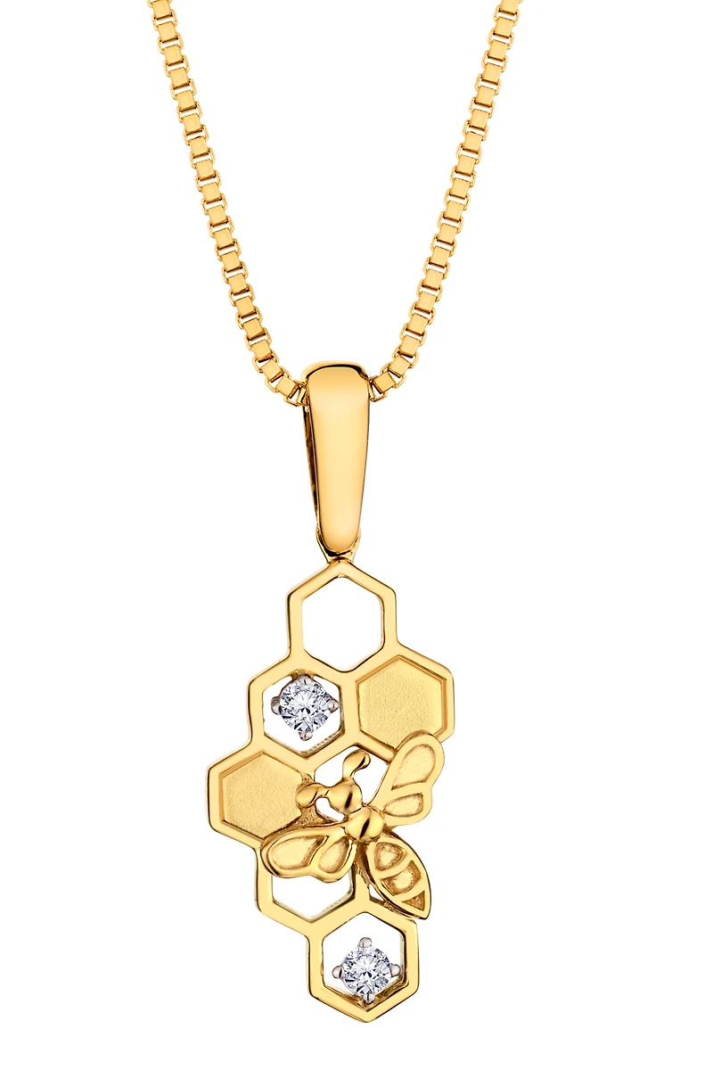 .04 Carat Of Lab Grown Diamonds "Honeycomb" Pendant, 10kt Yellow Gold.....................NOW