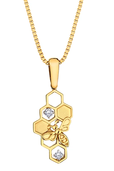 .04 Carat Of Lab Grown Diamonds "Honeycomb" Pendant, 10kt Yellow Gold.....................NOW