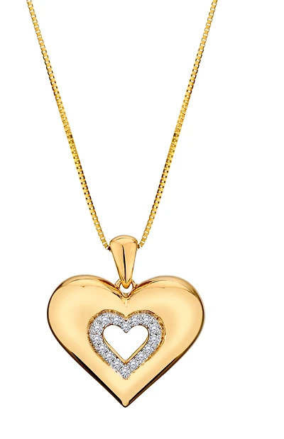 .10 Carat Of Lab Grown Diamonds "Heart" Pendant, 10kt Yellow Gold.....................NOW