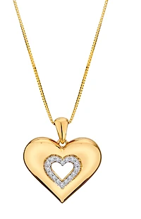 .10 Carat Of Lab Grown Diamonds "Heart" Pendant, 10kt Yellow Gold.....................NOW