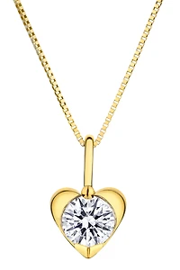 .50+ Carat of Lab Grown Diamond Heart Pendant, 10kt Yellow Gold.....................NOW