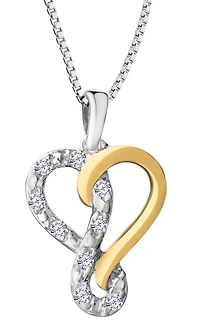 .09 Carat of Lab Grown Diamonds Infinity Heart Pendant, Gold Plated.....................NOW