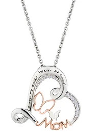 .06 Carat of Lab Grown Diamonds "Mom" Heart Pendant, Sterling Silver & Rose Gold Plated.....................NOW