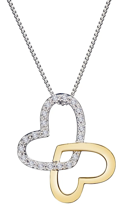 .11 Carat Lab Grown Diamond "Double Heart" Pendant, Gold Plated Sterling Silver.....................NOW