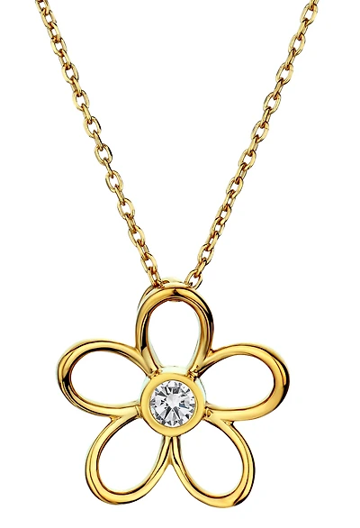 .10 Carat of Diamond "Flower" Pendant, Silver & 14kt Yellow Gold.....................NOW
